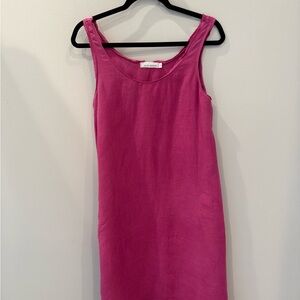 Cut Loose 100% Linen Purple Sleeveless Tank Knee Length Dress Raw Edge Size S